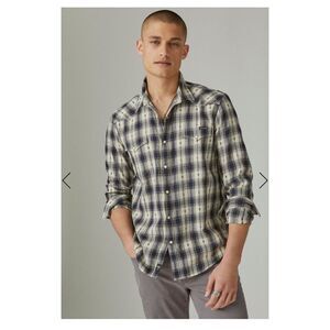 NWT Lucky Brand Men's Plaid Dobby Western Long Sleeve Shirt Size XXL - 280